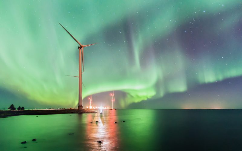 Auroras and wind turbines